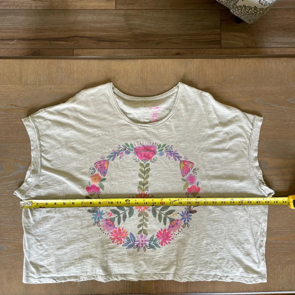 Natural Life Frankie Boxy Cotton T-Shirt - Moonstruck Peace Sign. Woman’s 2X - Picture 6 of 7